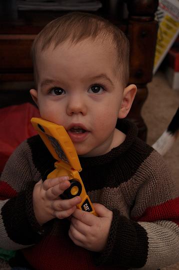 Jackson playing with his new CAT phone