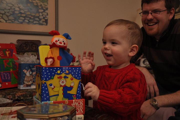 Jackson & Ross playing with the jack-in-the-box