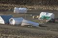 Base camp showing a tent that collapsed due to wind