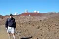 Ross in front of observatories on Humuula Trail