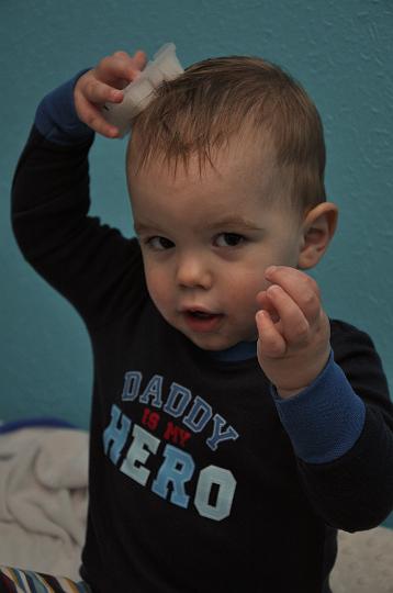 Jackson brushing his hair