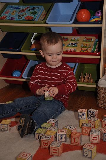 Jackson playing with his blocks