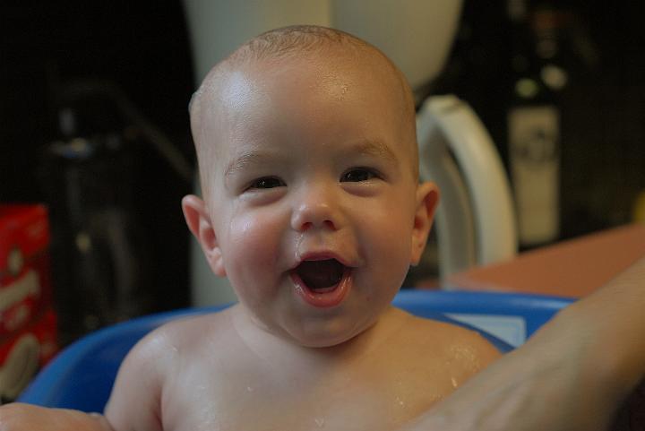 Jackson, taking a bath @ 4 Months Old