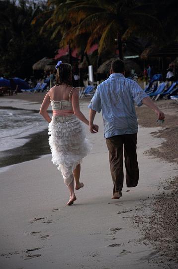 Skipping down the beach