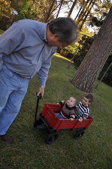 Jackson & Adam being pulled by Pop