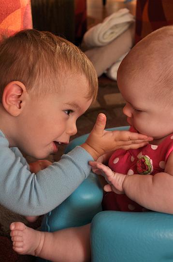 Jackson saying hi to Audrey