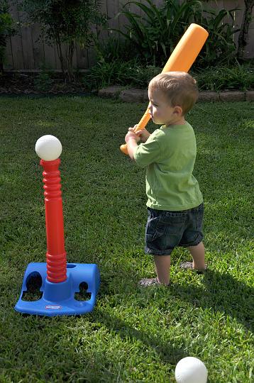 JD playing baseball