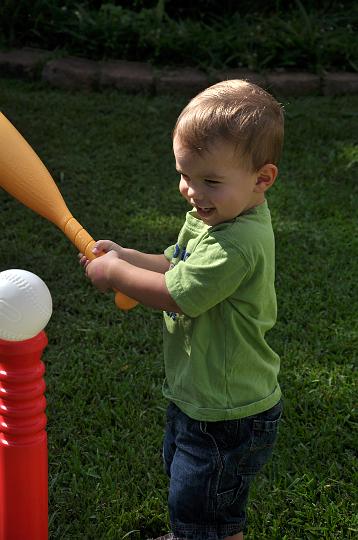 JD playing baseball