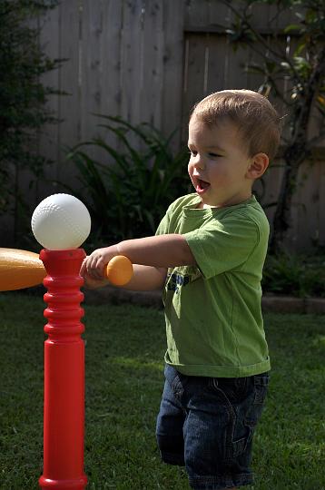 JD playing baseball